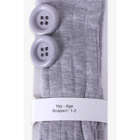 Girls' Knee High Golf Socks With Button Accessory Gray (1-8 Years)