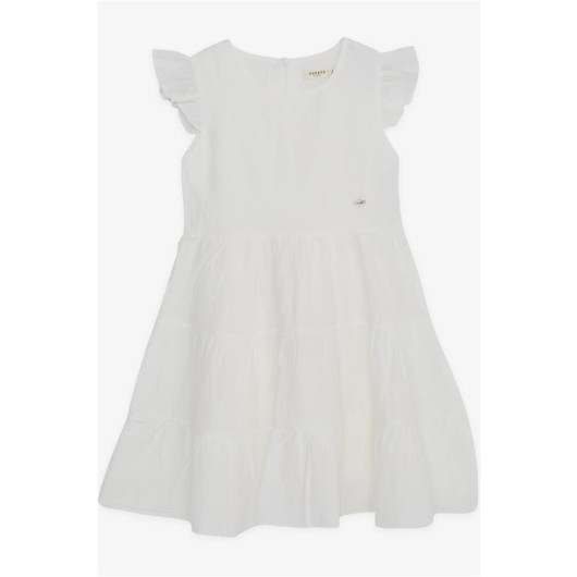 Girl's Dress Ruffled Zipper Back White (5-10 Years)