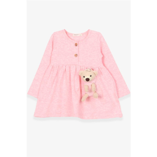 Girl Child Dress Teddy Bear Accessory Detailed Salmon Melange (2-6 Years)