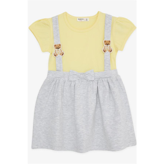 Girl's Dress With Teddy Bear Accessory Bow Yellow (2-6 Years)