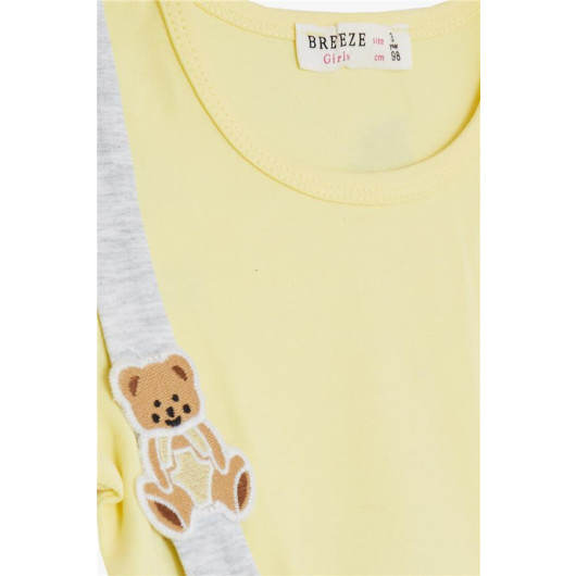 Girl's Dress With Teddy Bear Accessory Bow Yellow (2-6 Years)