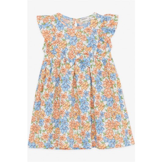 Girl's Dress With Floral Pattern Bow Mixed Color (3-8 Years)