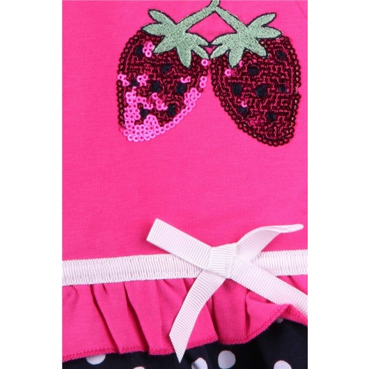 Girl's Dress Pink With Strawberry Embroidery (2-6 Years)
