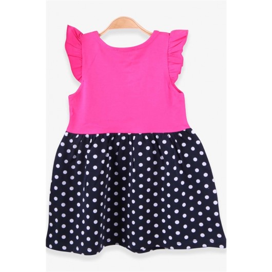 فستان بناتي بنمط فراولة لون زهري (2-6 سنوات)