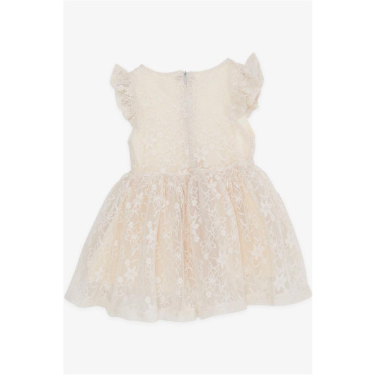 Girl's Dress Bowtie Tulle Guipure Cream (3-8 Ages)