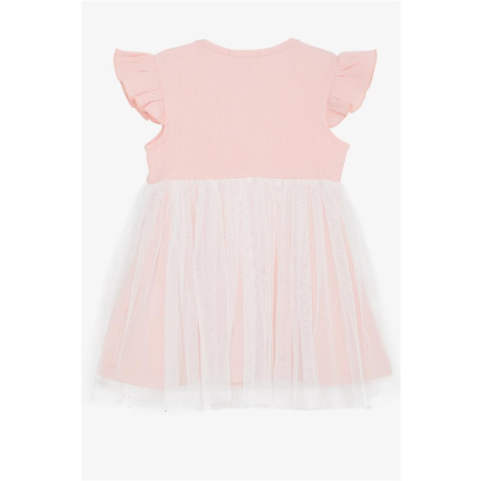 Girl's Dress Bowtied Tulle Salmon (3-7 Years)