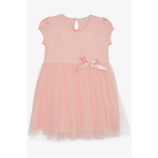 Girl's Dress Bowtied Tulle Salmon (3-8 Ages)