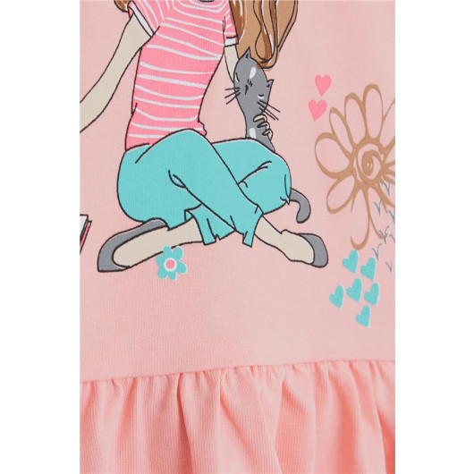 Girl's Dress Girl's Printed Nature Themed Pink (3-8 Years)
