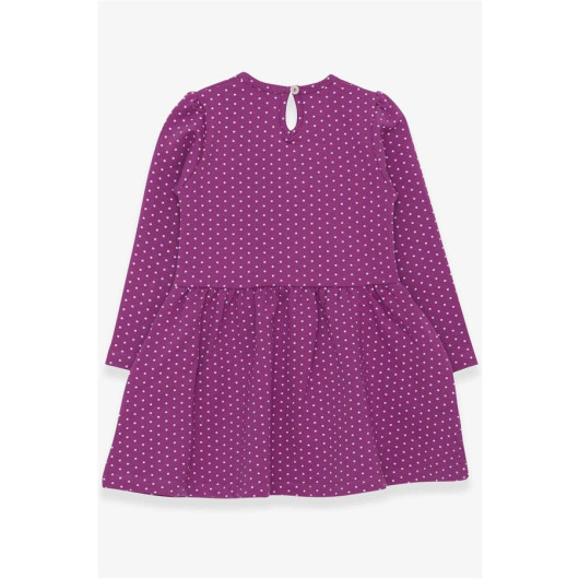 Girl's Dress Polka Dot Patterned Letter Printed Purple (3-7 Years)
