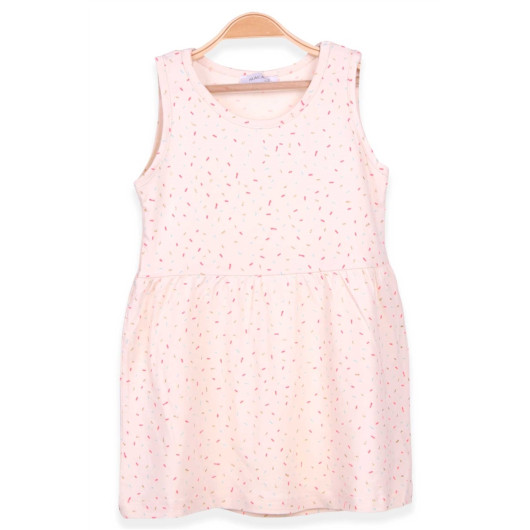 Girl's Dress Colored Patterned Cream (3-6 Years)