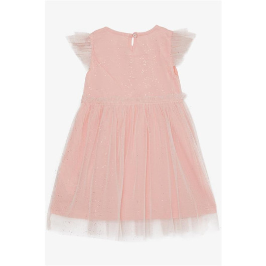 Girl Dress Glittery Tulle Frilly Salmon (3-7 Years)