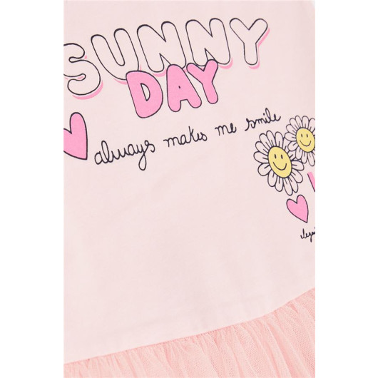 Girl's Dress Summer Themed Letter Printed Pink (2-6 Years)