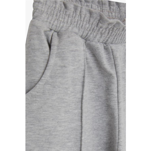 Girl's Sweatpants With Elastic Waist Pockets Gray Melange (1-4 Ages)