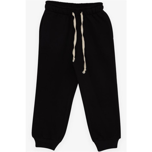 Girl's Sweatpants Black (2-6 Years) With Pocket Lace-Up