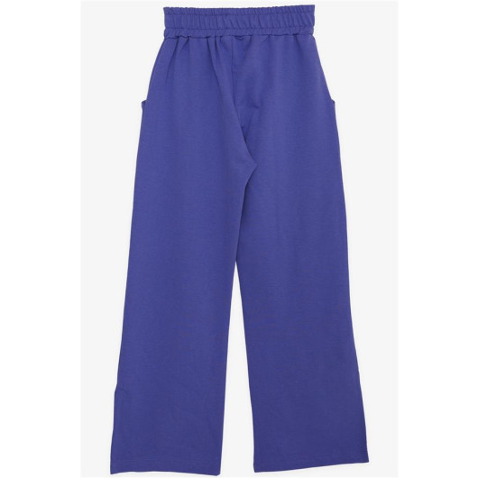 Girl's Sweatpants Purple With Pockets And Slits On The Leg (Ages 8-14)