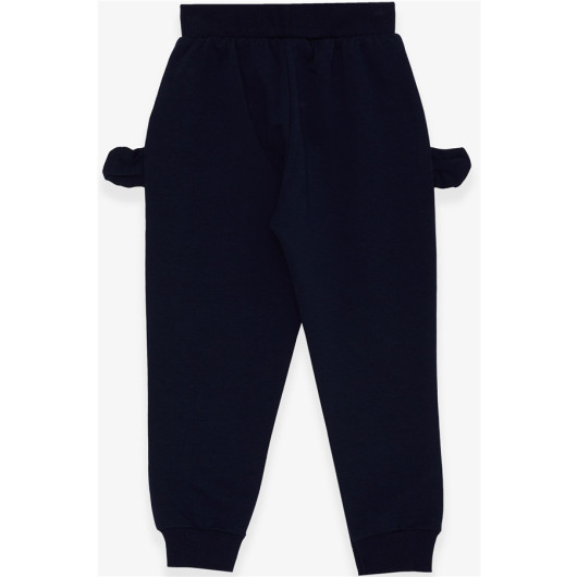 Girl's Sweatpants Navy Blue (1-4 Years) With Bunny Embroidery