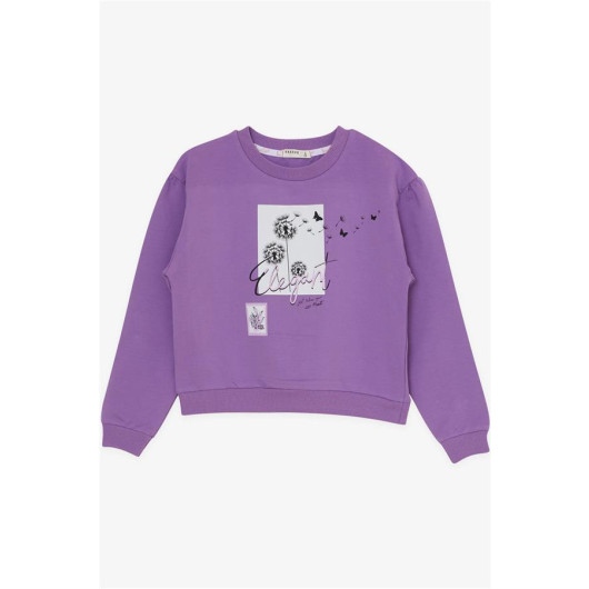 Girl's Tracksuit Set Floral Butterfly Printed Lilac (6-12 Ages)