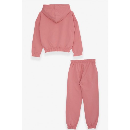 Girl's Sports Teddy Bear Printed Pajama Set In Delicate Pink (5-10 Years)