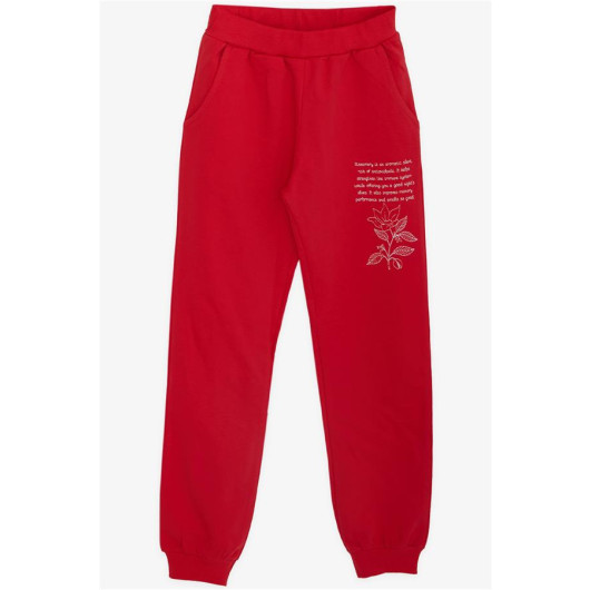 Girl's Tracksuit Set With Letter Printed Pomegranate (Age 6-12)