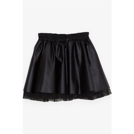 Girl Skirt Leather Tulle Black (8-12 Ages)