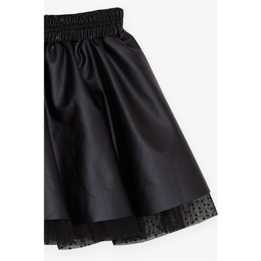 Girl Skirt Leather Tulle Black (8-12 Ages)
