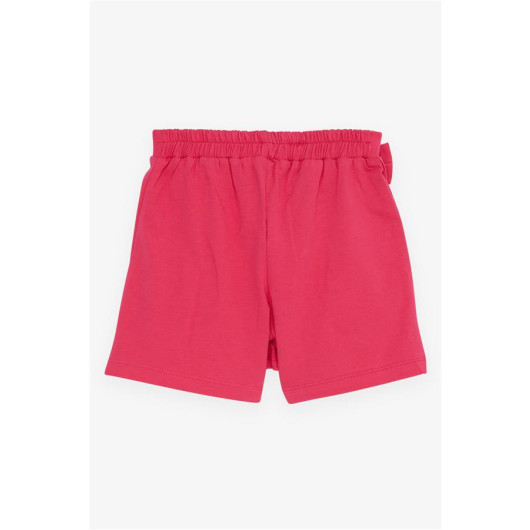Girls' Shorts With Ruffled Bow, Fuchsia (6-10 Years)