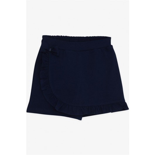 Girl Skirt Shorts Frilly Bow Navy Blue (6-10 Age)