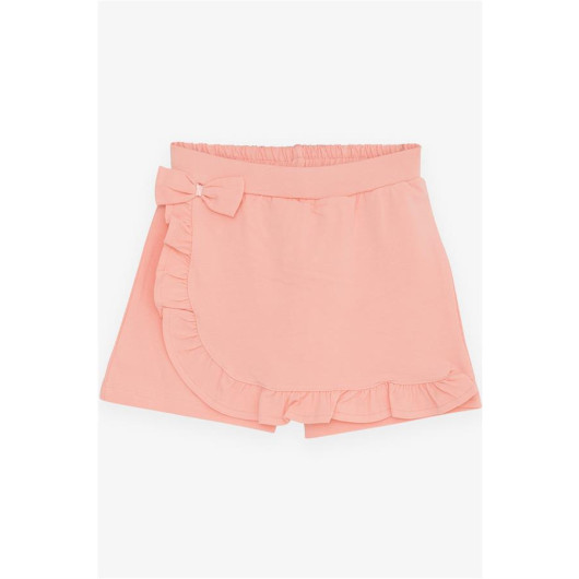 Girls' Shorts With Ruffled Bow In Orange (6-10 Years)