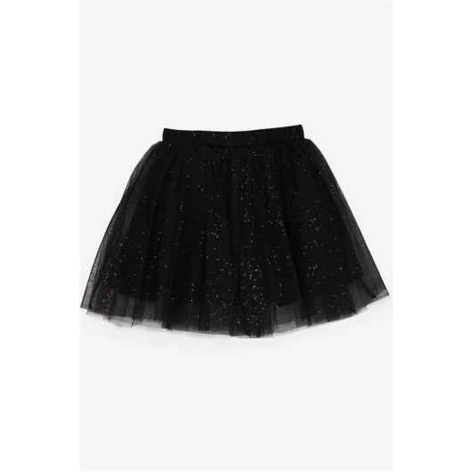 Girl Skirt Tulle Colored Glittery Black (5-10 Years)