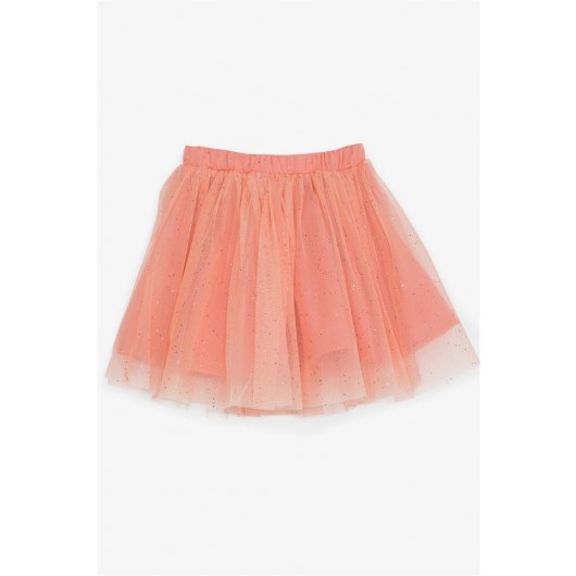 Girl's Tulle Skirt, Bright Orange (5-10 Years)