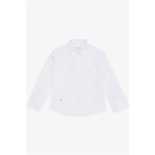 Girl's Shirt Buttoned White With Coat Of Arms (Age 3-7)