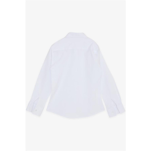 Girl's Shirt Buttoned Crest White (8-12 Ages)