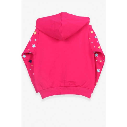 Girl's Cardigan Sleeves Patterned Printed Fuchsia (1-3 Years)