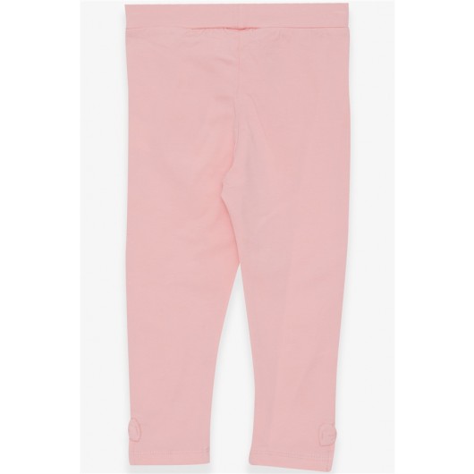Girl's Capri Leggings With Bow And Slit Powder (6-12 Years)