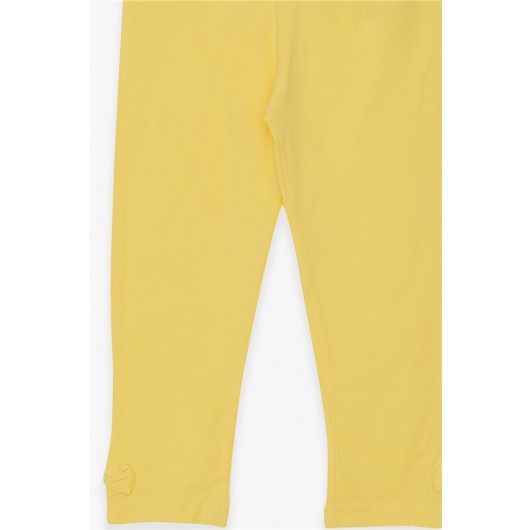 Girl's Capri Leggings With Bow And Slit Yellow (6-12 Years)
