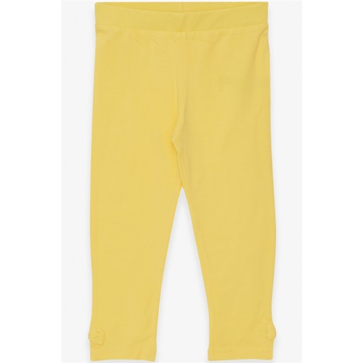 Girl's Capri Leggings With Bow And Slit Yellow (6-12 Years)