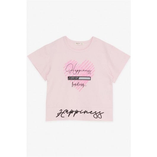 Girls Pink Printed T-Shirt And Leggings Set (6-12 Years)