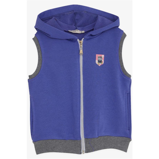 Girl's Hooded Vest With Zipper Coat Of Arms Purple (3-8 Years)
