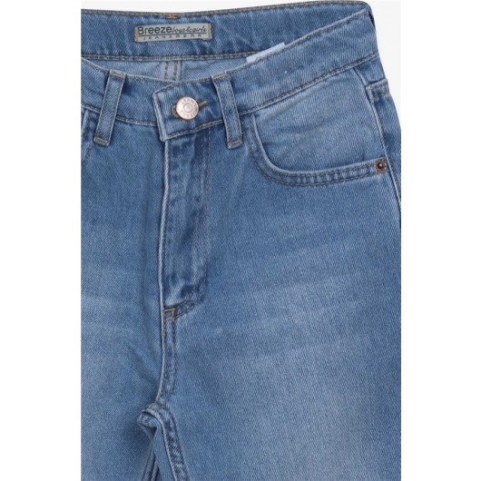 بنطال جينز بناتي اللون أزرق فاتح (10-14 سنة)