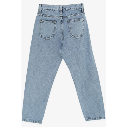 Girls Jeans With Pockets And Zipper Blue (5-9 Years)