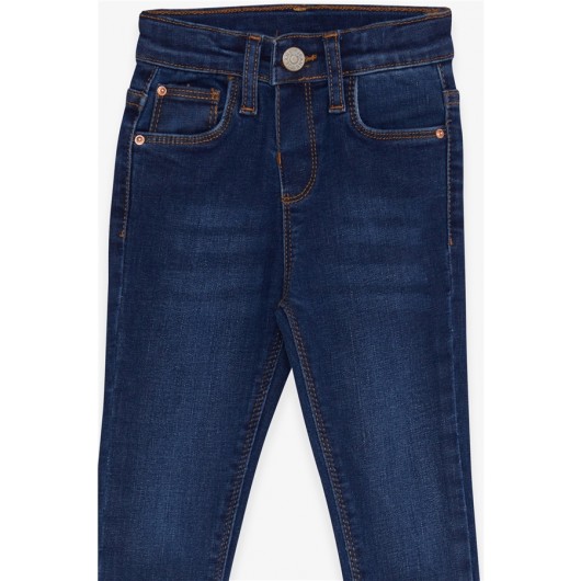 Girl's Jeans With Pockets Dark Blue (1.5-5 Years)