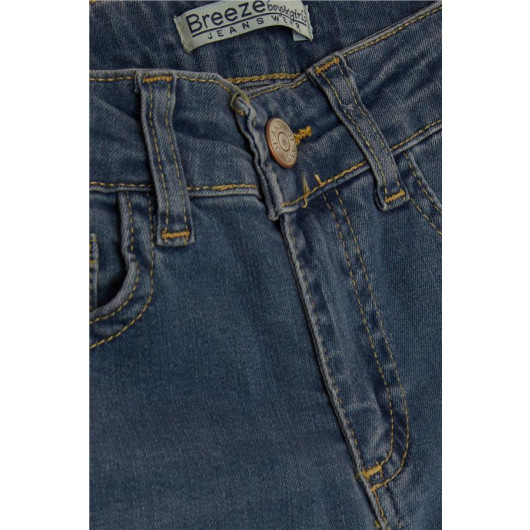 Girl's Jeans With Flared Leg Slits Blue (Age 5-9)