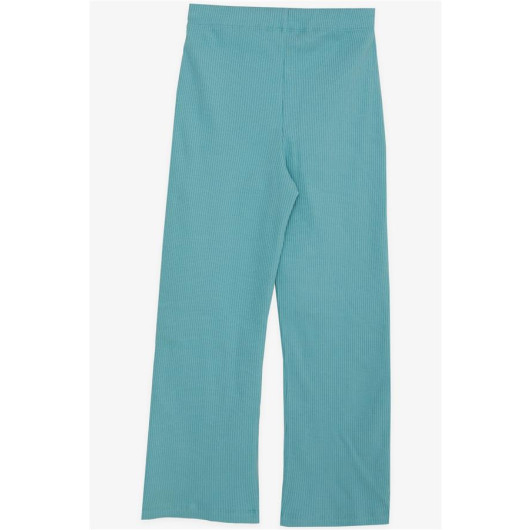 Girl's Trousers With Elastic Waist And Lacing, Water Green (Ages 8-14)