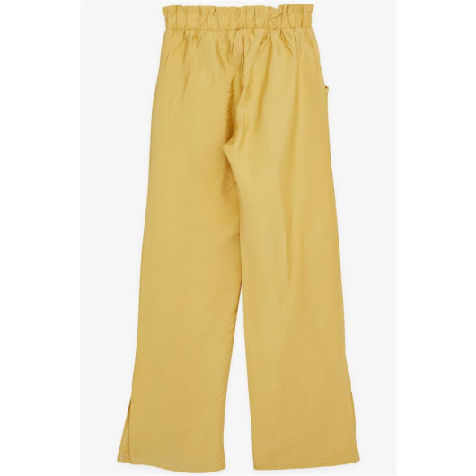 Girl's Trousers With Pockets And Slits Mustard Yellow (8-14 Ages)