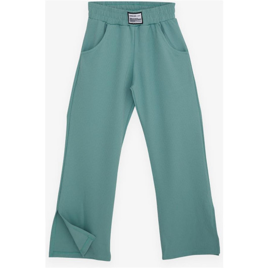 Girl's Trousers With Slits In Mint Green (8-14 Ages)
