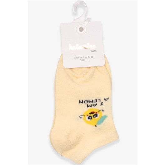 Girl's Booties Socks Lemon Patterned Yellow (1-2-7-8 Years)