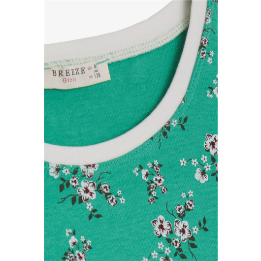 Girl's Pajamas Set Floral Pattern Green (4-8 Years)
