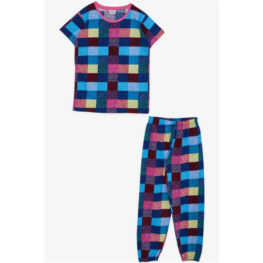Girl's Pajama Set Colorful Plaid Patterned Mixed Color (Ages 9-14)