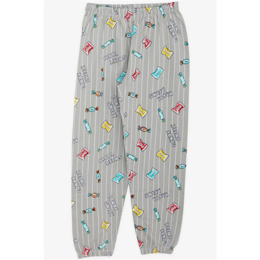Girl's Pajamas Set Colored Candy Patterned Gray (4-8 Years)