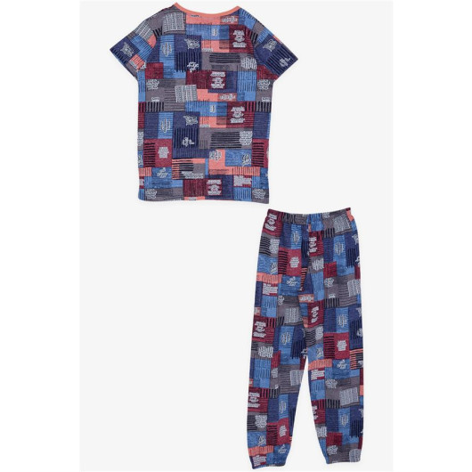 Girl's Pajama Set, Colorful Text Pattern, Mixed Color (Ages 9-14)